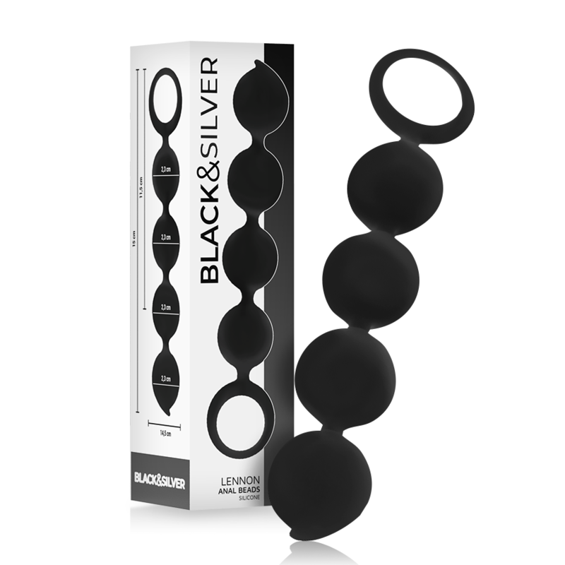 BLACK&SILVER - LENNON ANAL ROSARY 4 SILICONE SPHERES 15 CM - NOCTURNA DESIRES