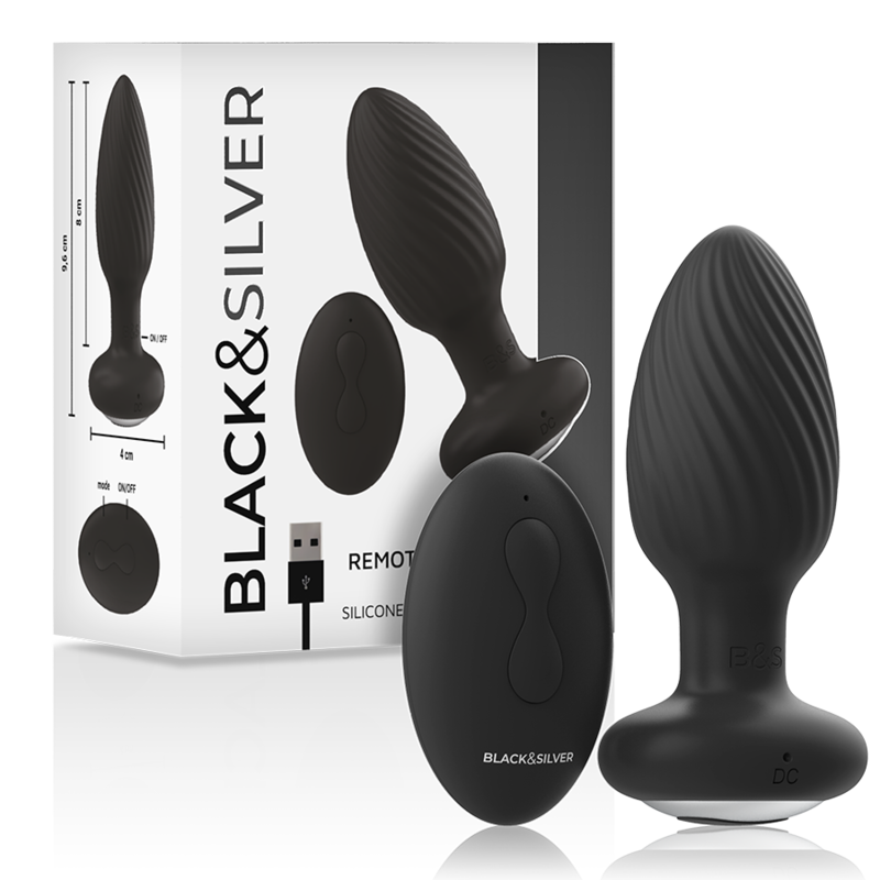 BLACK&SILVER - WELLS PLUG SILICONE ANAL ROTATOR REMOTE CONTROL - NOCTURNA DESIRES