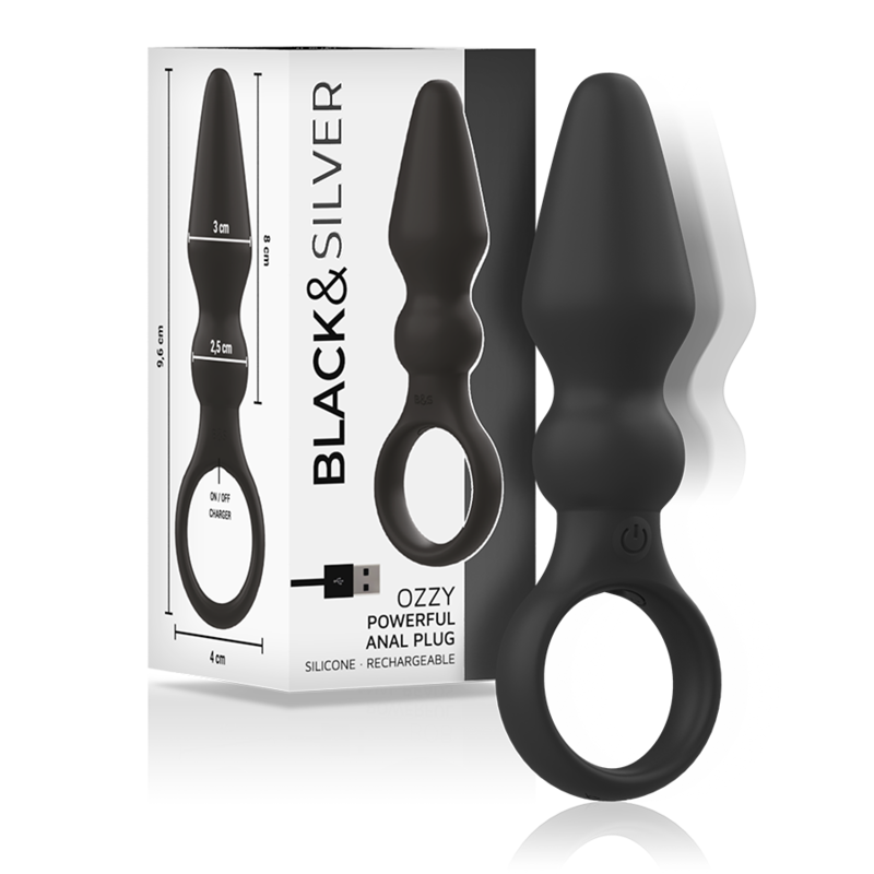BLACK&SILVER - OZZY POWERFUL SILICONE ANAL PLUG - NOCTURNA DESIRES