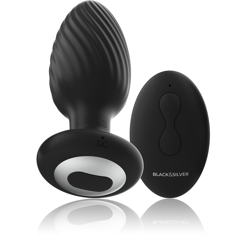 BLACK&SILVER - WELLS PLUG SILICONE ANAL ROTATOR REMOTE CONTROL - NOCTURNA DESIRES