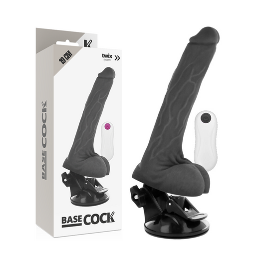 BASECOCK - REALISTIC VIBRATOR REMOTE CONTROL BLACK 19 CM -O- 4 CM - NOCTURNA DESIRES