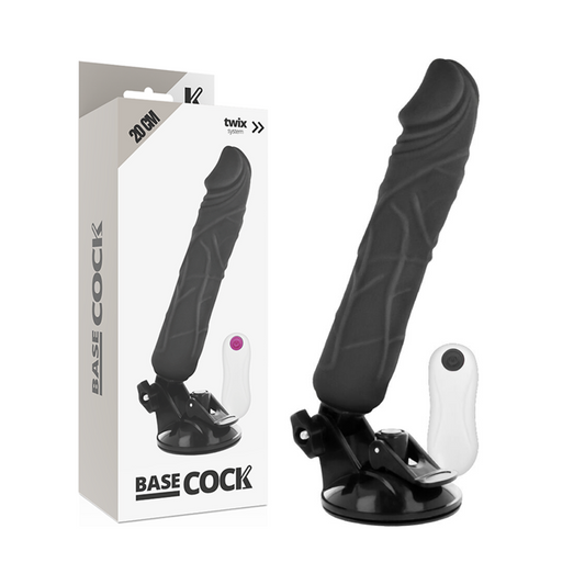 BASECOCK - REALISTIC VIBRATOR REMOTE CONTROL BLACK 20 CM -O- 4 CM - NOCTURNA DESIRES
