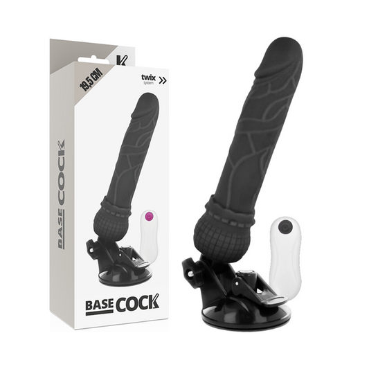BASECOCK - REALISTIC VIBRATOR REMOTE CONTROL BLACK 19.5 CM -O- 4 CM - NOCTURNA DESIRES