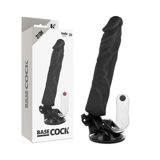 BASECOCK - REALISTIC VIBRATOR REMOTE CONTROL BLACK 21 CM -O- 4 CM - NOCTURNA DESIRES