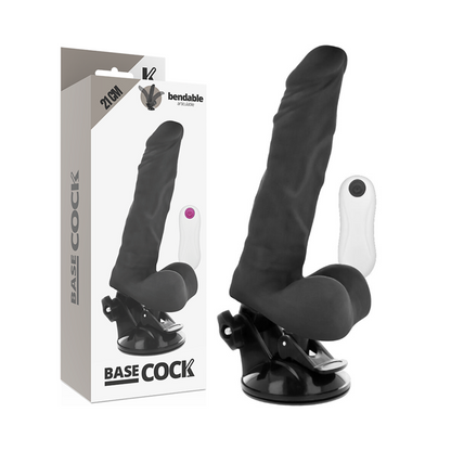 BASECOCK - VIBRADOR ARTICULABLE CONTROL REMOTO NEGRO 21 CM -O- 5 CM - NOCTURNA DESIRES