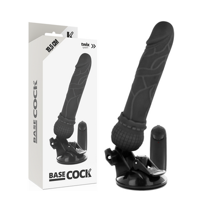 BASECOCK - REALISTIC VIBRATOR REMOTE CONTROL BLACK 19.5 CM -O- 4 CM - NOCTURNA DESIRES