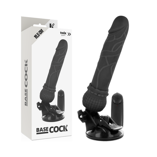 BASECOCK - REALISTIC VIBRATOR REMOTE CONTROL BLACK 19.5 CM -O- 4 CM - NOCTURNA DESIRES