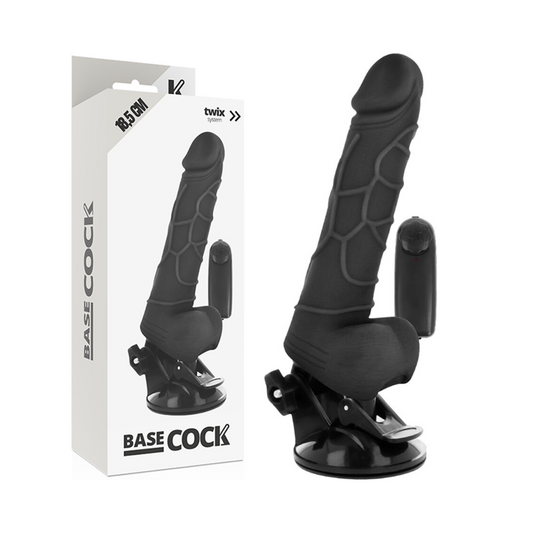 BASECOCK - REALISTIC VIBRATOR REMOTE CONTROL BLACK 18.5 CM -O- 4CM - NOCTURNA DESIRES