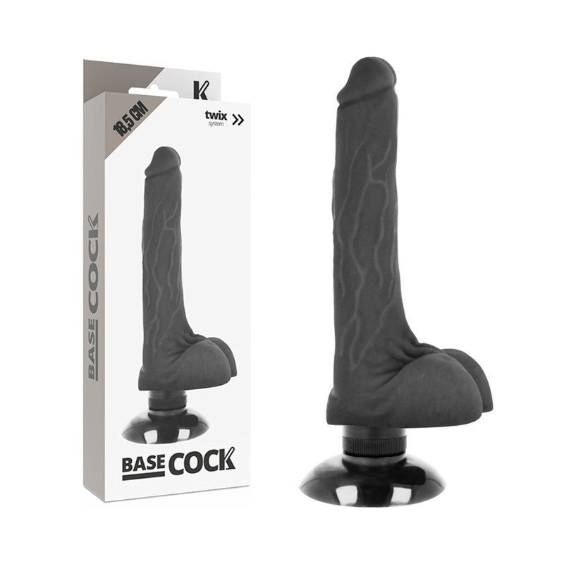 BASECOCK - REALISTIC VIBRATOR 2-1 BLACK 18.5 CM -O- 4 CM - NOCTURNA DESIRES