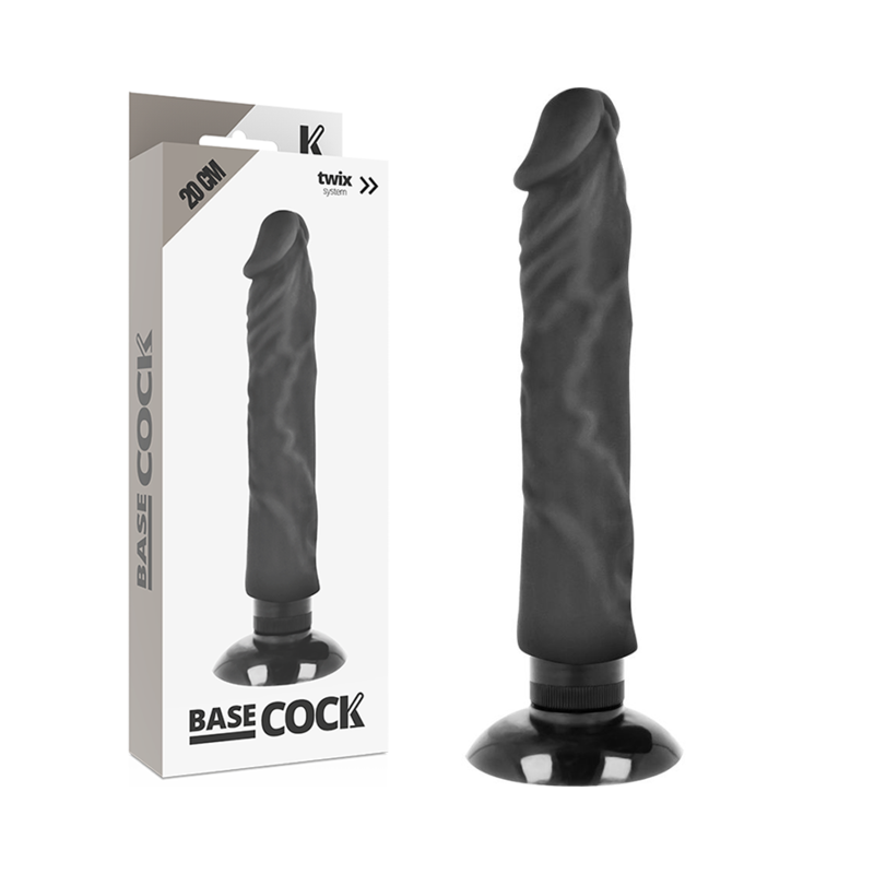 BASECOCK - REALISTIC VIBRATOR 2-1 BLACK 20 CM -O- 4 CM - NOCTURNA DESIRES