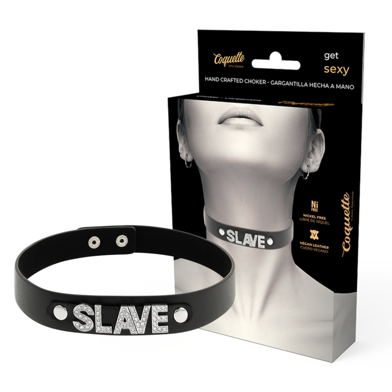 COQUETTE CHIC DESIRE - SLAVE VEGAN LEATHER CHOKER - NOCTURNA DESIRES