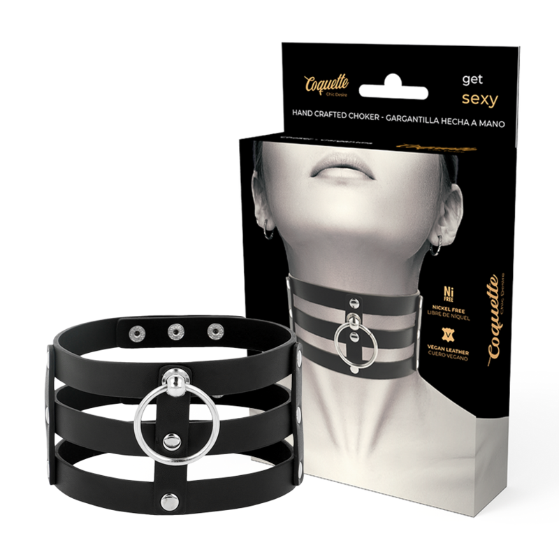 COQUETTE CHIC DESIRE - FETISH STYLE VEGAN LEATHER CHOKER - NOCTURNA DESIRES