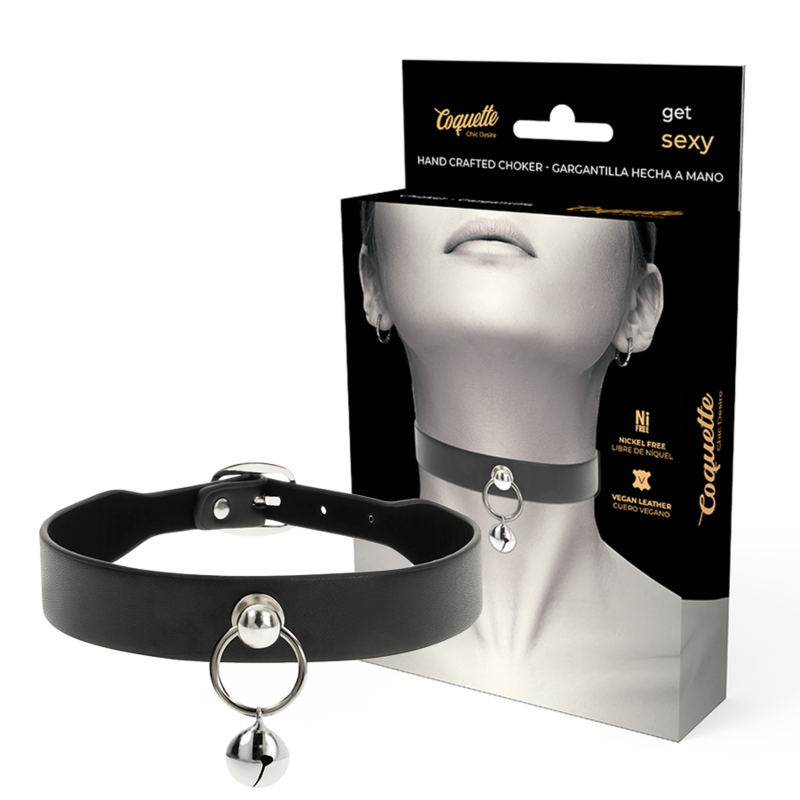 COQUETTE CHIC DESIRE - VEGAN LEATHER NECKLACE WOMAN ACCESSORY RATTLE/HOOP - NOCTURNA DESIRES