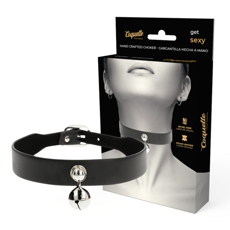 COQUETTE CHIC DESIRE - VEGAN LEATHER NECKLACE WOMAN RATTLE ACCESSORY - NOCTURNA DESIRES
