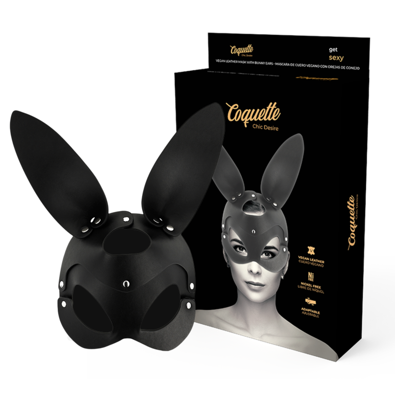 COQUETTE CHIC DESIRE - VEGAN LEATHER MASK WITH BUNNY EARS - NOCTURNA DESIRES