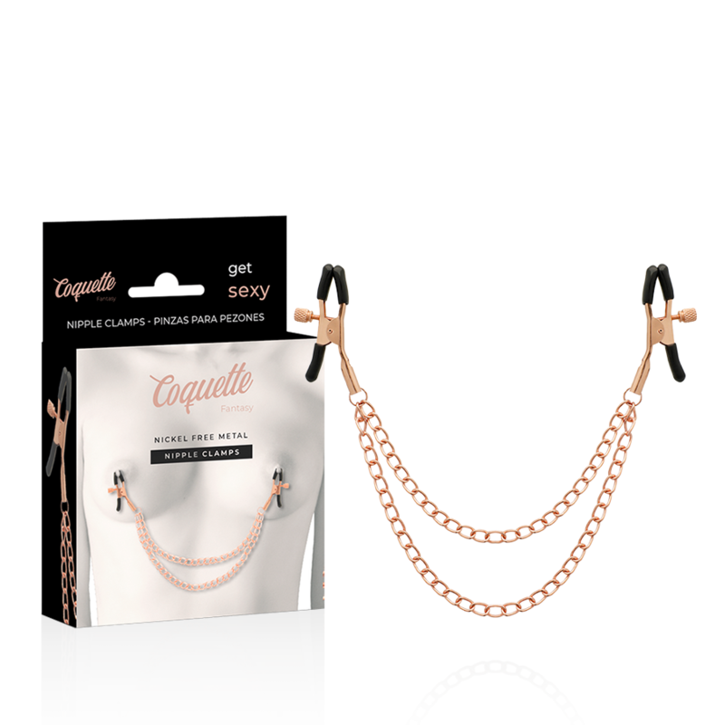 COQUETTE CHIC DESIRE - FANTASY METAL NIPPLE CLIPS WITH CHAIN - NOCTURNA DESIRES