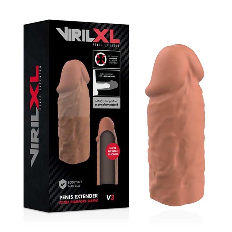 VIRILXL - LIQUID SILICONE V3 BROWN PENIS EXTENSION - NOCTURNA DESIRES