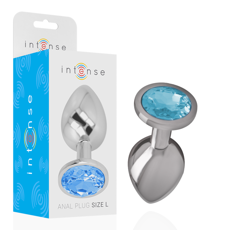 INTENSE - ALUMINUM METAL ANAL PLUG WITH BLUE CRYSTAL SIZE L - NOCTURNA DESIRES