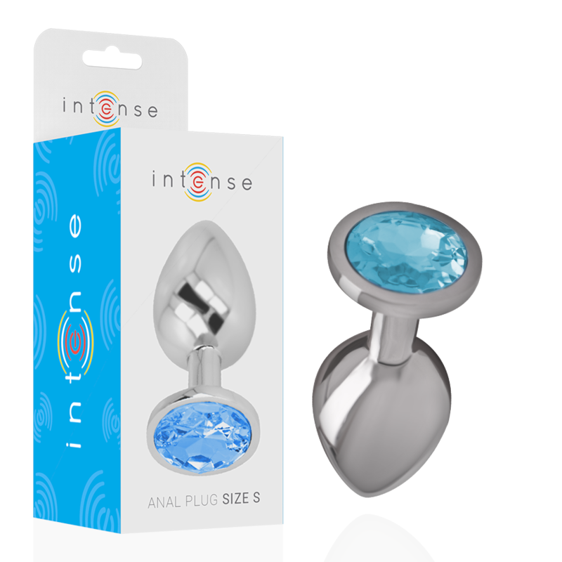 INTENSE - ALUMINUM METAL ANAL PLUG WITH BLUE CRYSTAL SIZE S - NOCTURNA DESIRES
