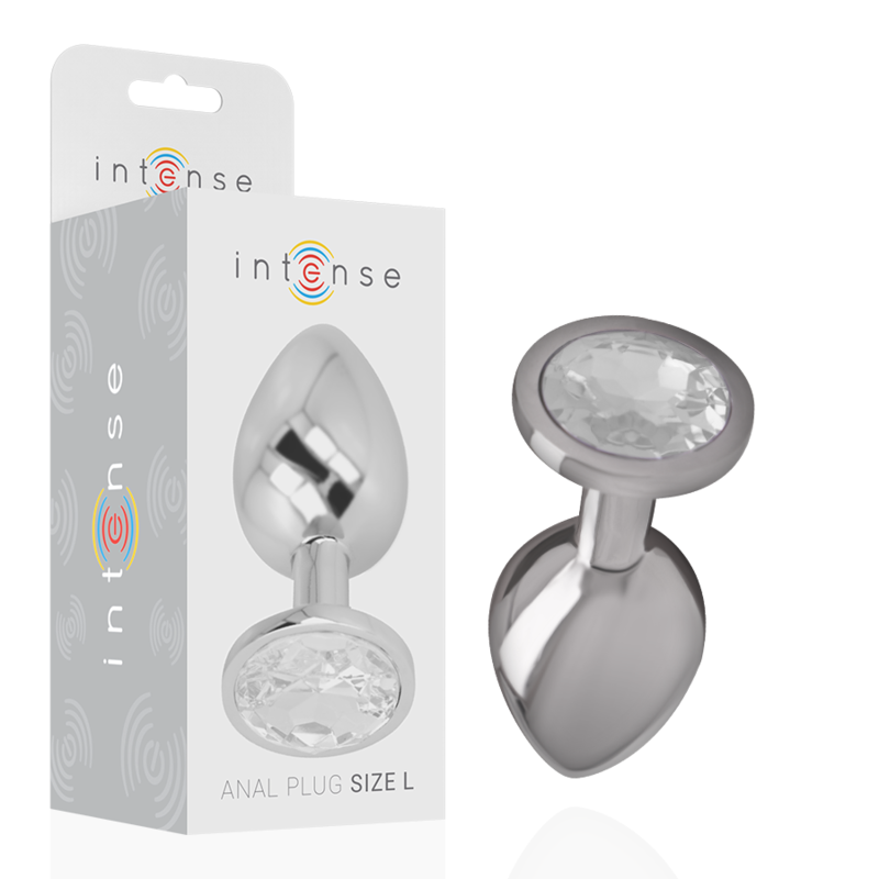 INTENSE - ALUMINUM METAL ANAL PLUG WITH SILVER CRYSTAL SIZE L - NOCTURNA DESIRES