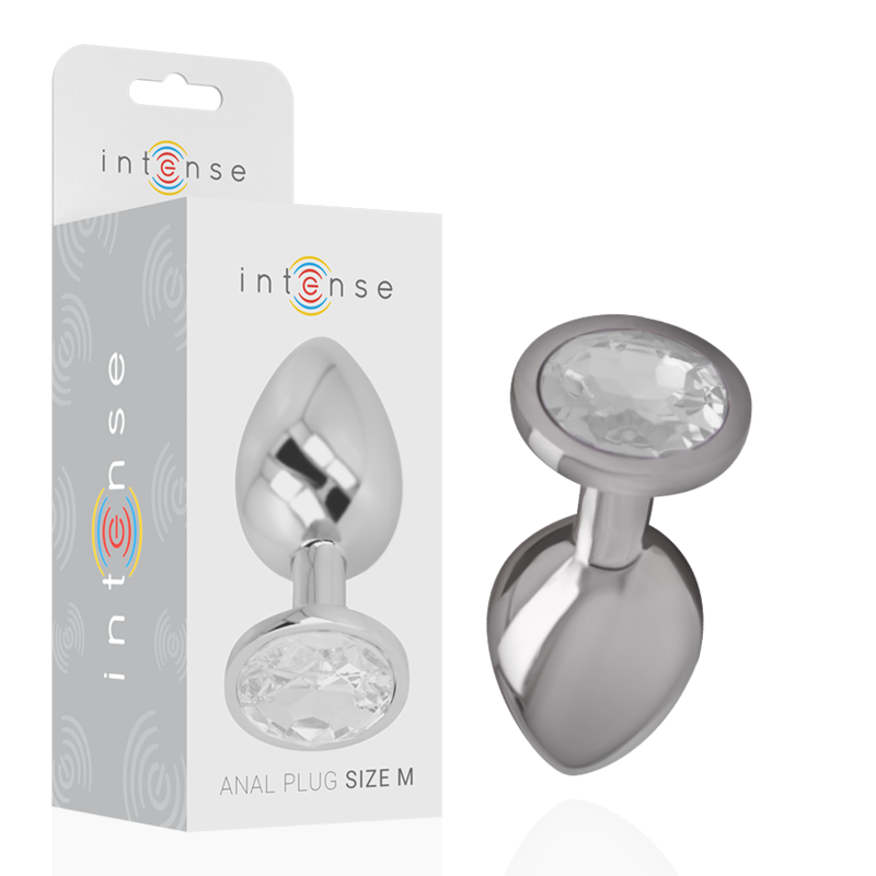 INTENSE - ALUMINUM METAL ANAL PLUG WITH SILVER CRYSTAL SIZE M - NOCTURNA DESIRES