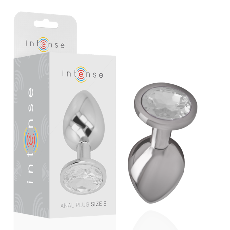 INTENSE - ALUMINUM METAL ANAL PLUG WITH SILVER CRYSTAL SIZE S - NOCTURNA DESIRES