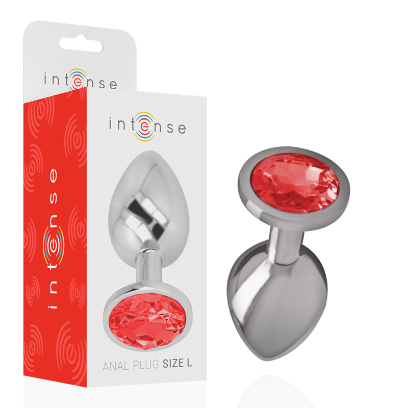 INTENSE - ALUMINUM METAL ANAL PLUG WITH RED CRYSTAL SIZE L - NOCTURNA DESIRES