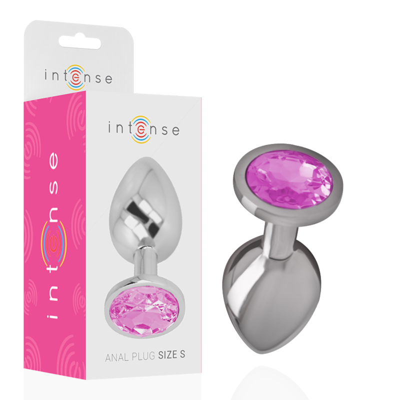 INTENSE - ALUMINUM METAL ANAL PLUG WITH PINK CRYSTAL SIZE S - NOCTURNA DESIRES