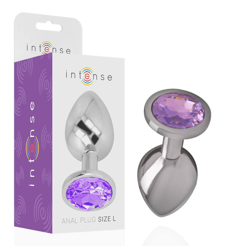 INTENSE - ALUMINUM METAL ANAL PLUG WITH VIOLET CRYSTAL SIZE S - NOCTURNA DESIRES