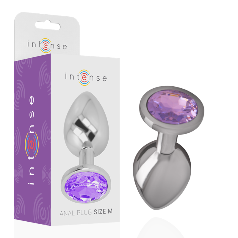 INTENSE - ALUMINUM METAL ANAL PLUG WITH VIOLET CRYSTAL SIZE M - NOCTURNA DESIRES