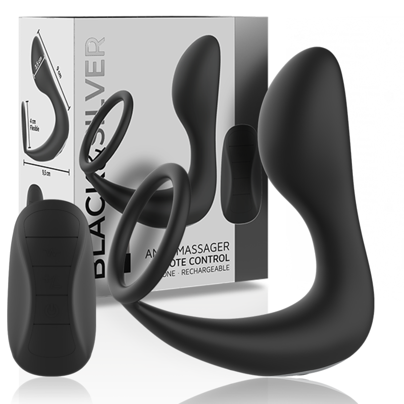 BLACK&SILVER - REMOTE CONTROL ANAL MASSAGER RECHARGEABLE SILICONE BLACK - NOCTURNA DESIRES