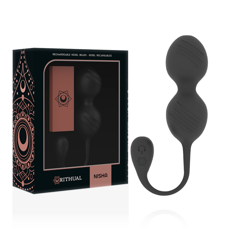 RITHUAL - NISHA RECHARGEABLE VIBRATING KEGEL BALLS BLACK - NOCTURNA DESIRES