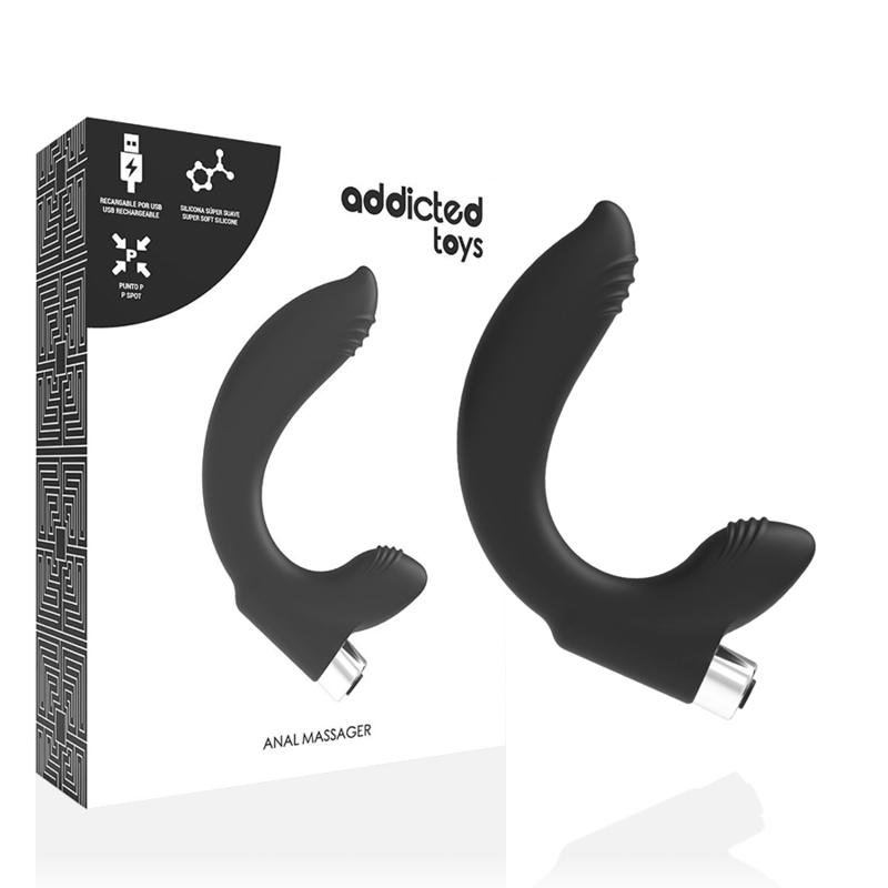 ADDICTED TOYS - PROSTATIC VIBRATOR RECHARGEABLE MODEL 7 - BLACK - NOCTURNA DESIRES