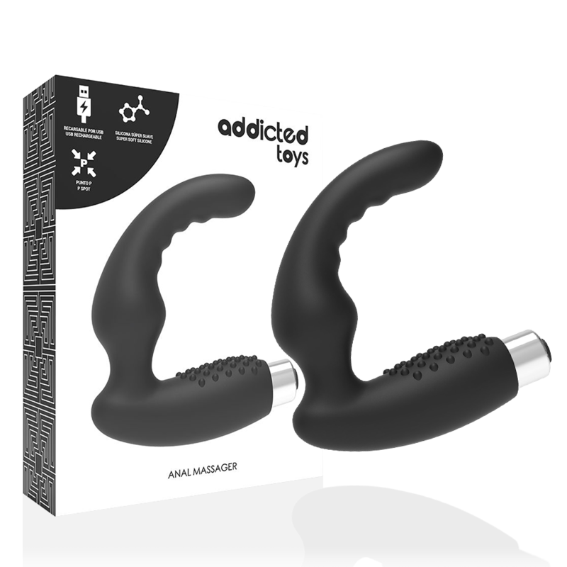 ADDICTED TOYS - PROSTATIC VIBRATOR RECHARGEABLE MODEL 2 - BLACK - NOCTURNA DESIRES