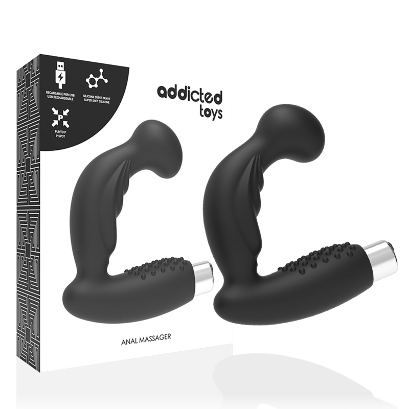 ADDICTED TOYS - PROSTATIC VIBRATOR RECHARGEABLE MODEL 3 - BLACK - NOCTURNA DESIRES