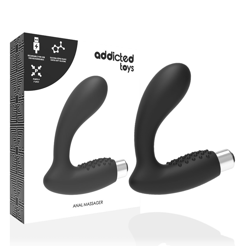 ADDICTED TOYS - PROSTATIC VIBRATOR RECHARGEABLE MODEL 5 - BLACK - NOCTURNA DESIRES