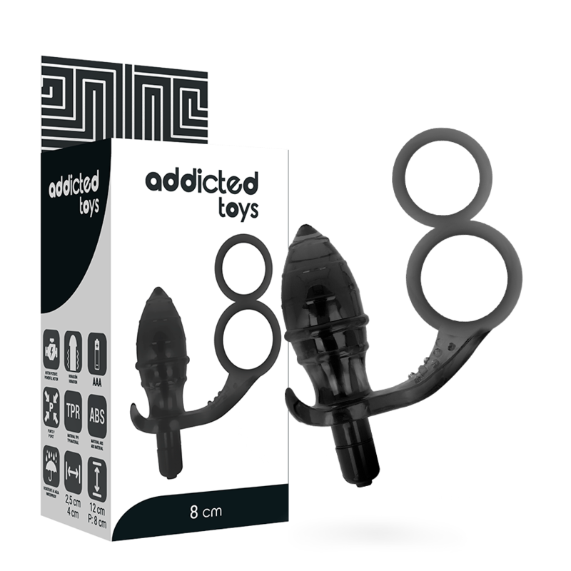 ADDICTED TOYS - ANAL PLUG WITH DOUBLE BLACK RING - NOCTURNA DESIRES