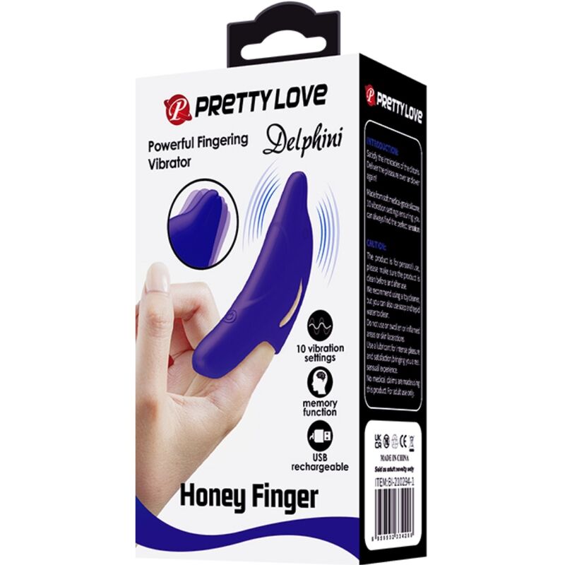 PRETTY LOVE - DELPHINI POWERFUL DARK BLUE FINGER STIMULATOR - NOCTURNA DESIRES