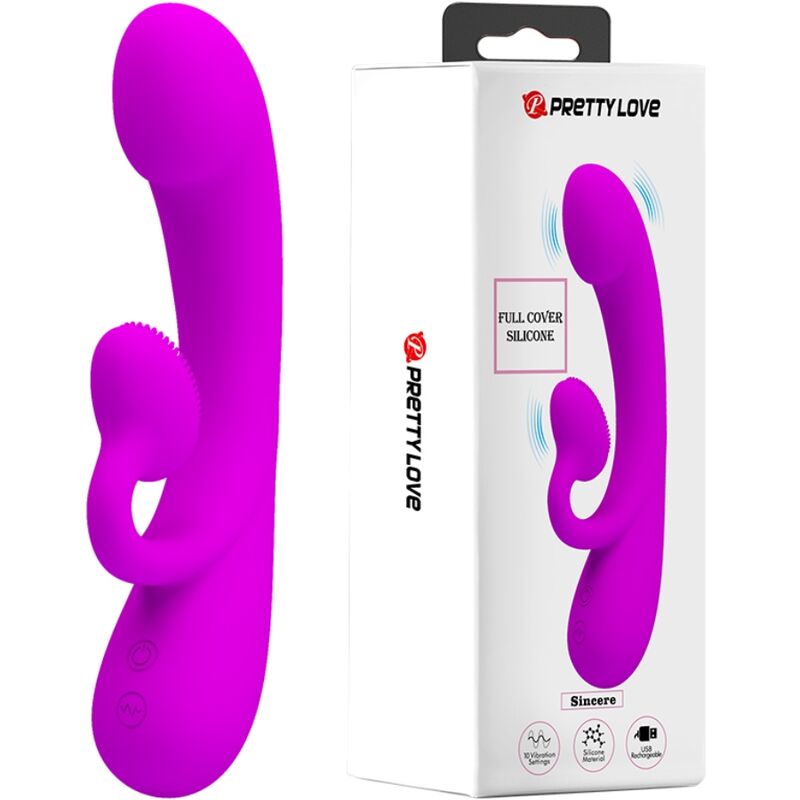 PRETTY LOVE - SINCERE SILICONE CLITORAL VIBRATOR AND SUCKER PURPLE - NOCTURNA DESIRES