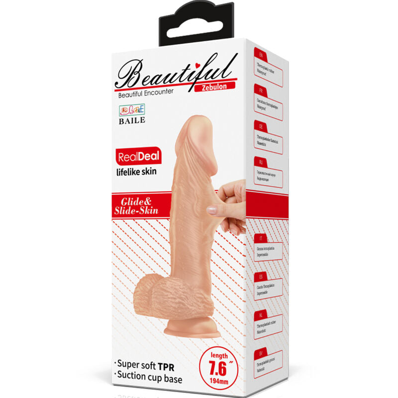 BAILE - BEAUTIFUL ENCOUNTER ZEBULON FLEXIBLE REALISTIC DILDO 19.4 CM NATURAL - NOCTURNA DESIRES