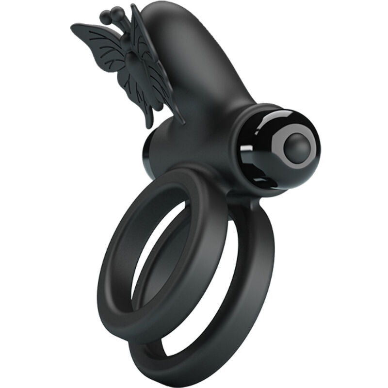 PRETTY LOVE - DOUBLE VIBRATING RING WITH BLACK STIMULATOR - NOCTURNA DESIRES