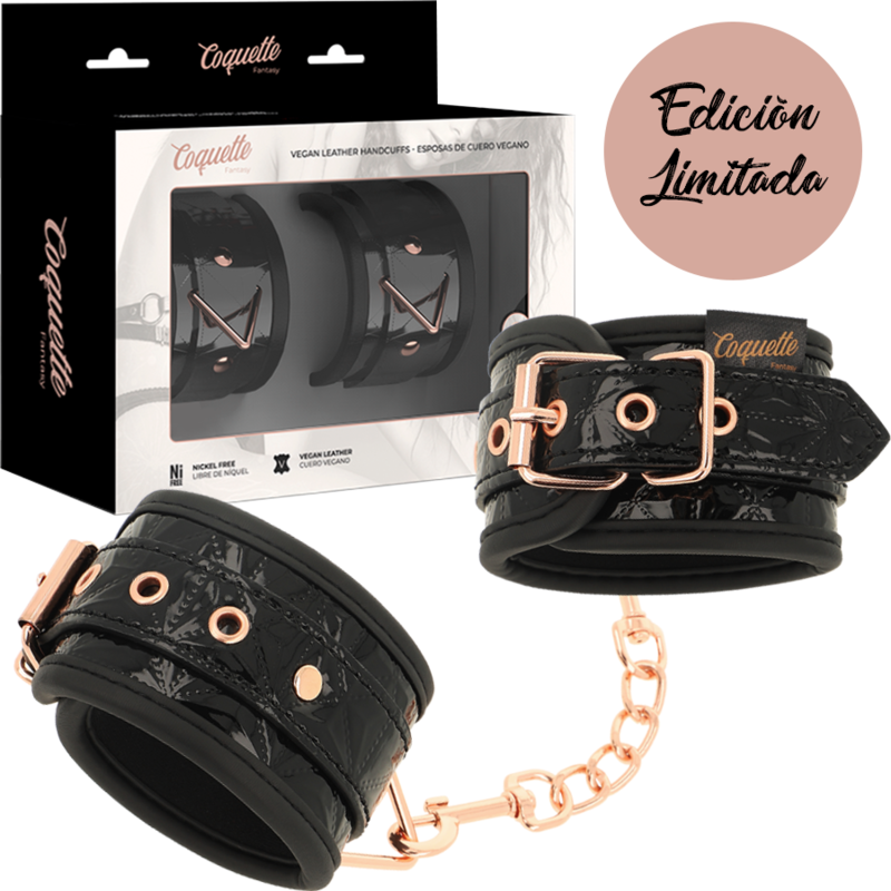 COQUETTE CHIC DESIRE - BLACK EDITION PREMIUM HANDCUFFS WITH NEOPRENE LINING - NOCTURNA DESIRES