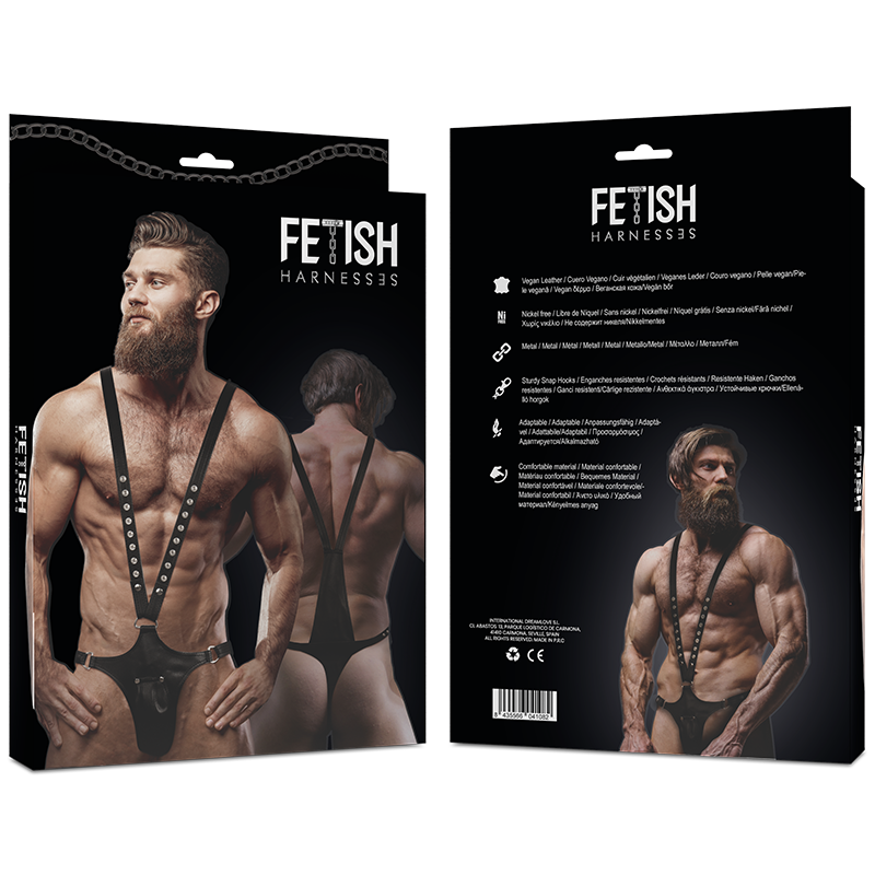FETISH SUBMISSIVE ATTITUDE - MENS V-SHAPED ECO-LEATHER HARNESS - NOCTURNA DESIRES