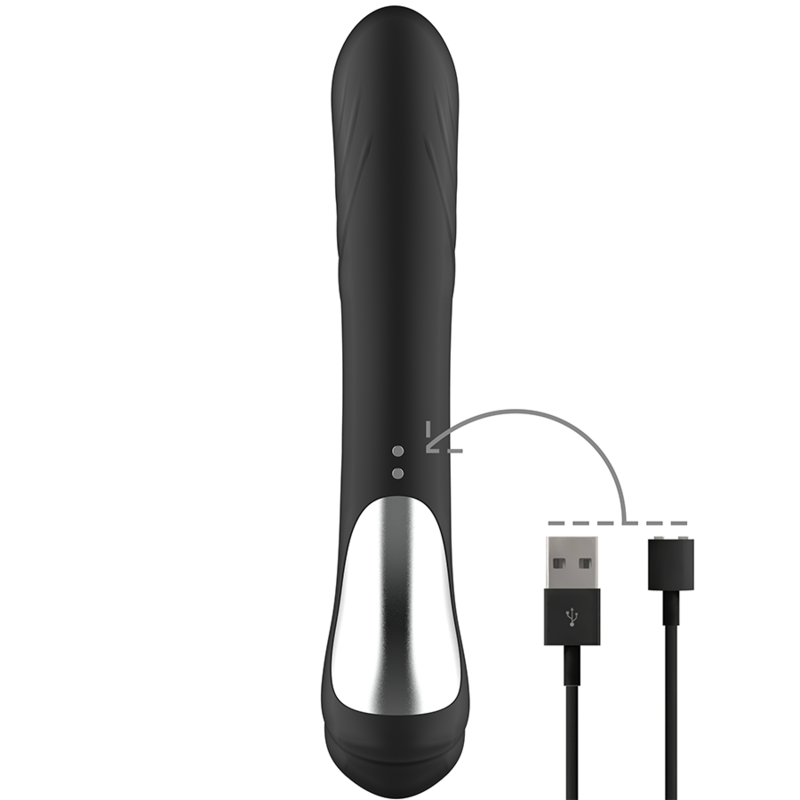 BLACK&SILVER - JAMIE RECHARGEABLE SILICONE RABBIT STIMULATOR BLACK - NOCTURNA DESIRES