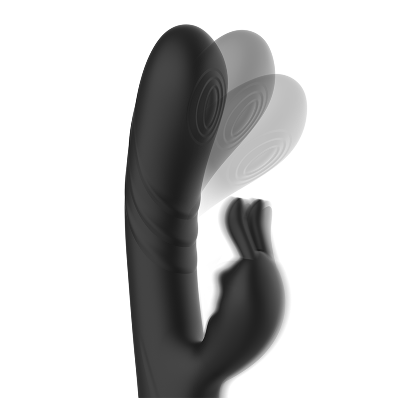 BLACK&SILVER - JAMIE RECHARGEABLE SILICONE RABBIT STIMULATOR BLACK - NOCTURNA DESIRES