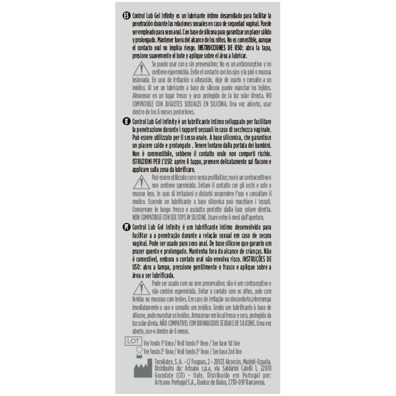 CONTROL - INFINITY SILICONE BASED LUBRICANT 75 ML - NOCTURNA DESIRES