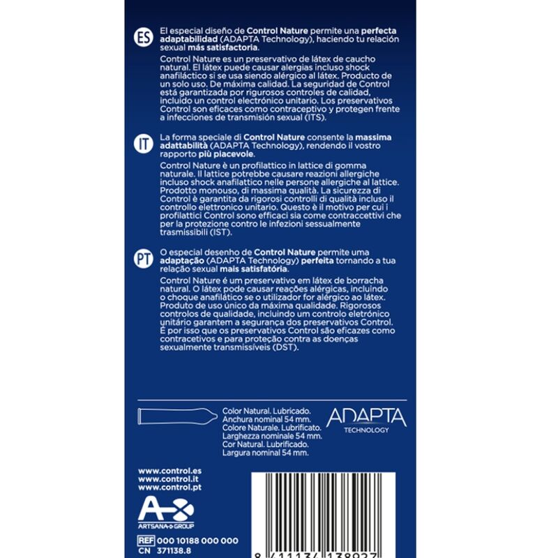 CONTROL - ADAPTA NATURE CONDOMS 6 UNITS CONTROL CONDOMS  NOCTURNA DESIRES