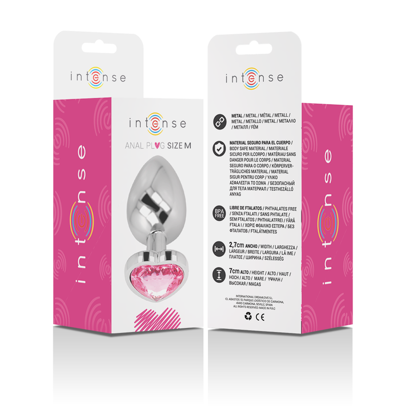 INTENSE - ALUMINUM METAL ANAL PLUG PINK HEART SIZE M - NOCTURNA DESIRES