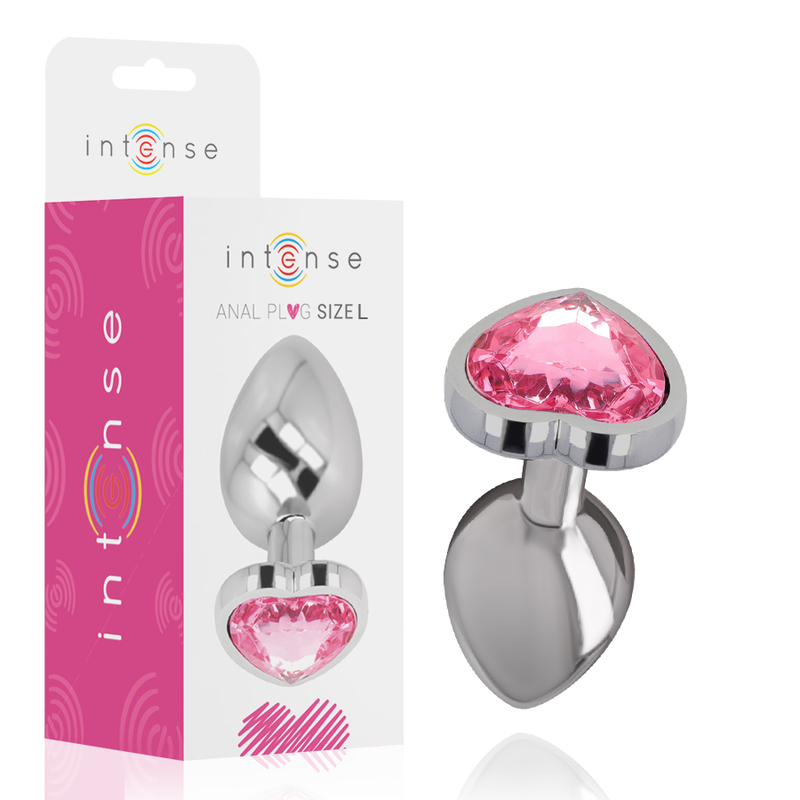 INTENSE - ALUMINUM METAL ANAL PLUG PINK HEART SIZE L - NOCTURNA DESIRES