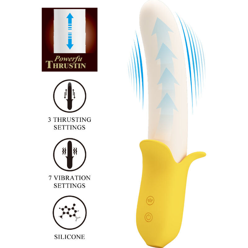 PRETTY LOVE - BANANA GEEK SUPER POWER 7 VIBRATIONS UP&DOWN SILICONE BLACK - NOCTURNA DESIRES